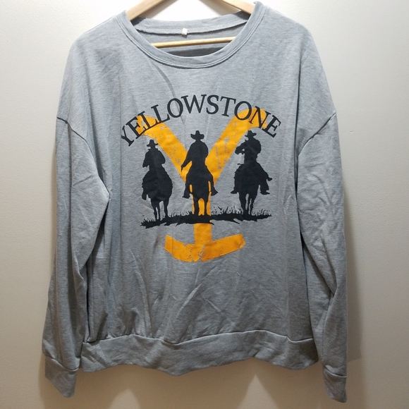 Yellowstone Tops - Yellowstone Y Brand Sweatshirt Gray Women's 2XL Dutton Ranch Paramount